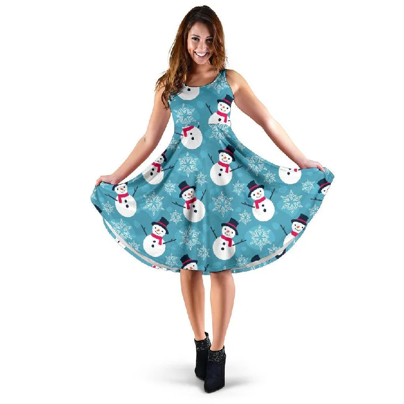 Snowflake Snowman Pattern Print Dress Tunics Modern contemporary