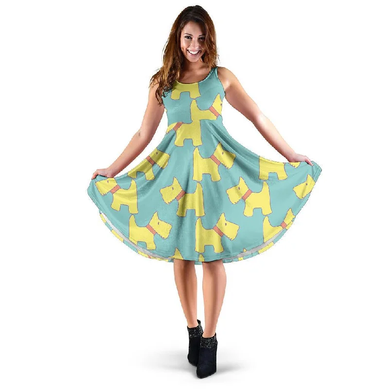 Pattern Print Westie Dog Dress Tunics Print Colorful