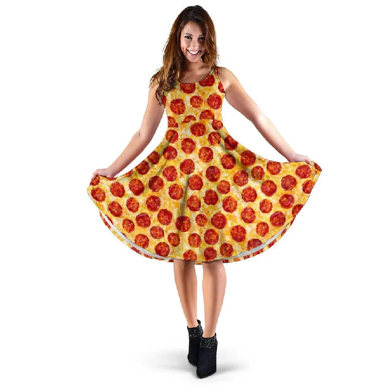 Print Pattern Pizza Dress Casual Short Summer