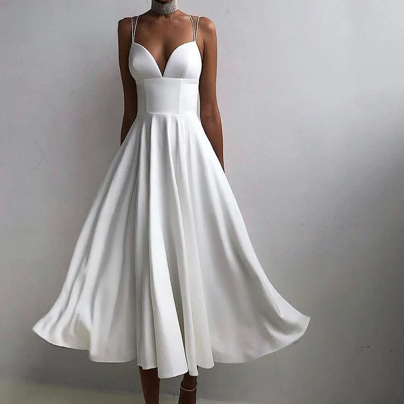 BerriesJam - Elegant Spaghetti Strap Evening Party Long Dress Tunics Summer linen