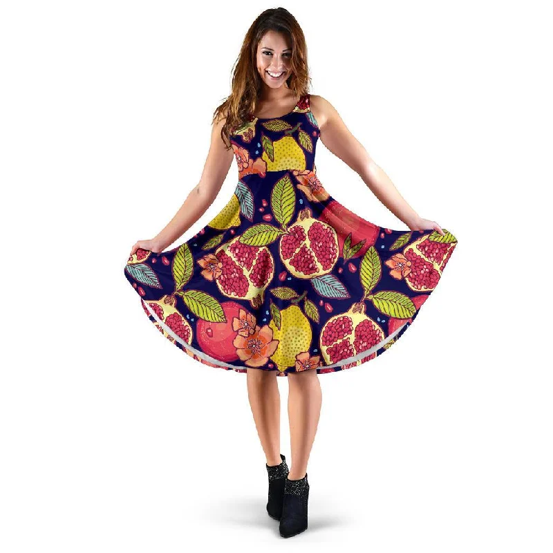 Pomegranate Print Pattern Dress Tunics Occasion special