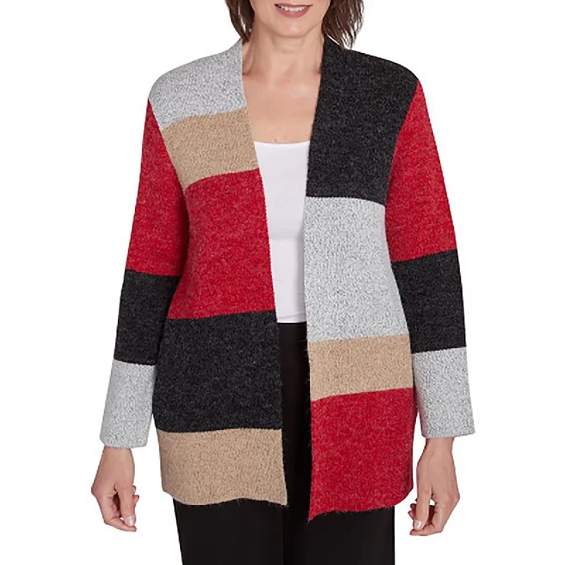 Alfred Dunner Womens Colorblock Knit Cardigan Sweater Modern Contemporary chic