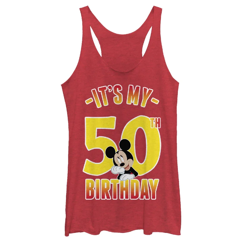 Women's Mickey & Friends It's My 50th Birthday Racerback Tank Top flirty tank top