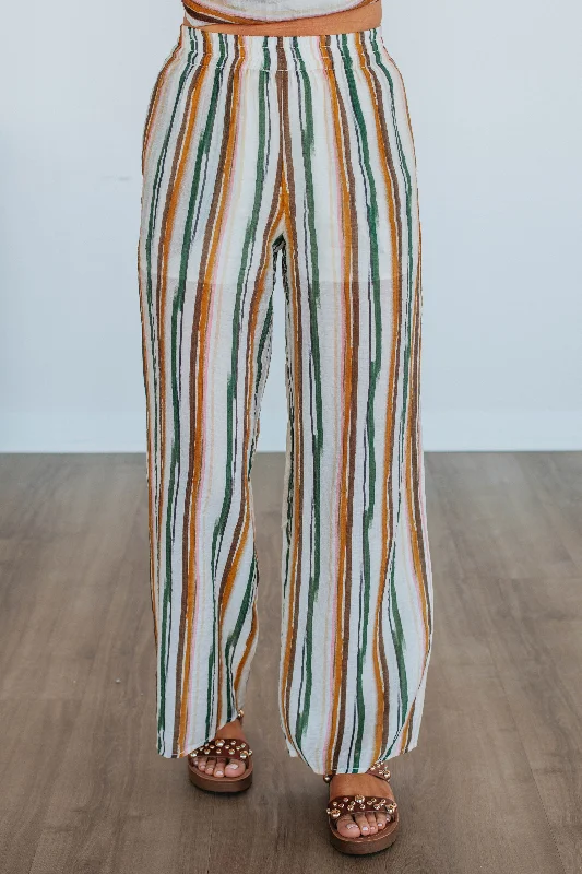 Karey Striped Pants Chic Black Leggings
