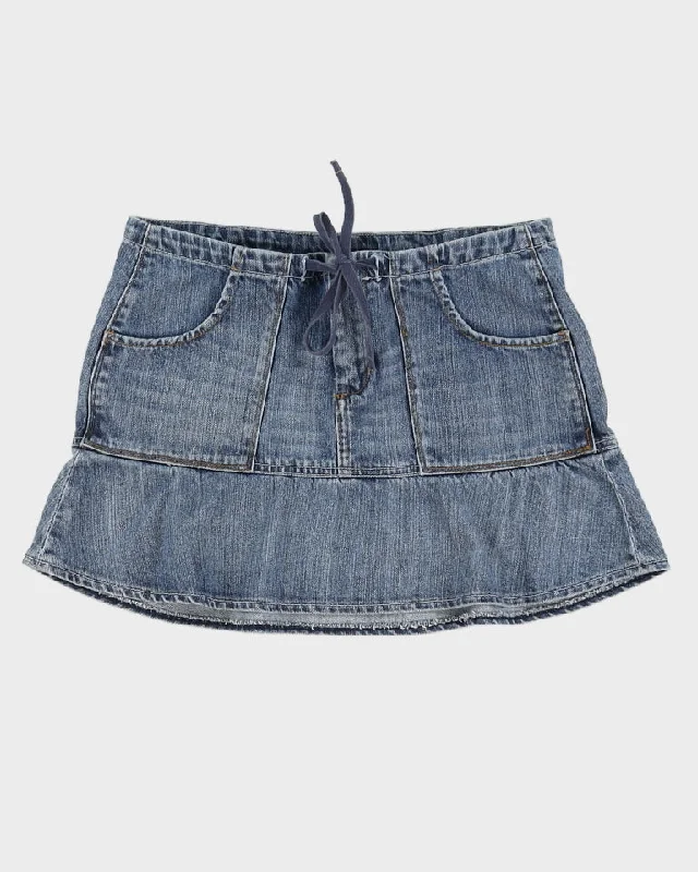 Y2K 00s Gap Denim Mini Skirt With Tie Up Waist - S leather skirt bold