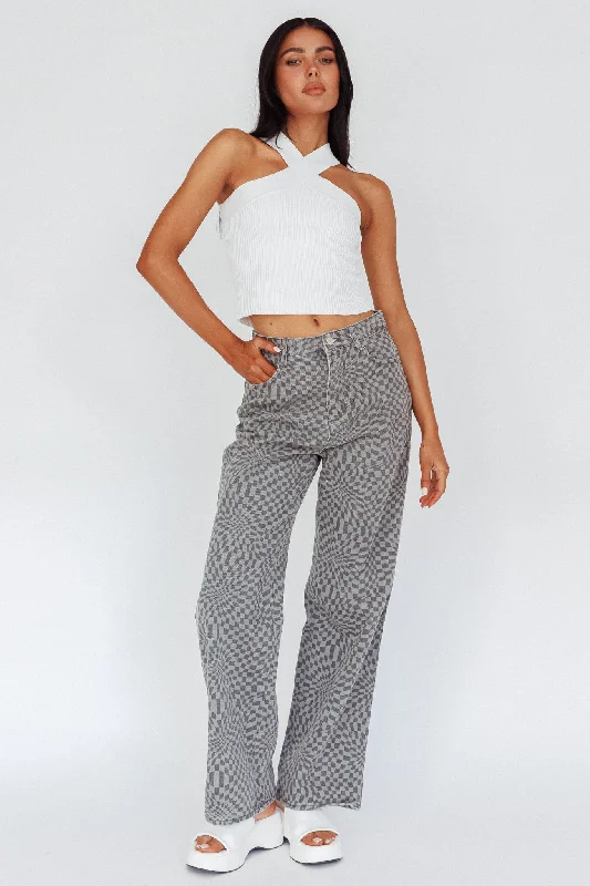 Renegade Printed Denim Pants Charcoal Classic Straight Pants