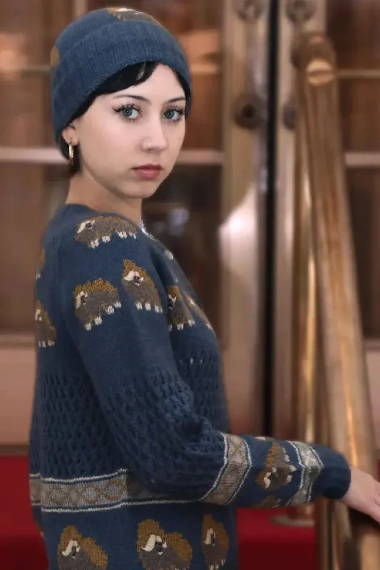 Muskox Woman Cardigan Qiviuk, Merino & Silk Solid Print Embellished