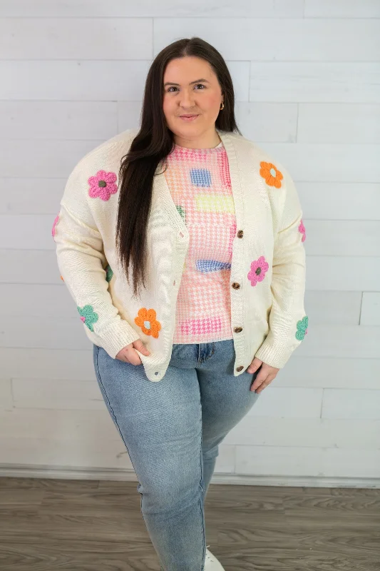 J.nna Flower Embroidered Knit Button Up Down Cardigan-Off White Cashmere Blend Cotton Blend Poly Blend J.nna Flower Embroidered Knit Button Up Down Cardigan-Off White Cashmere Blend Cotton Blend Poly Blend