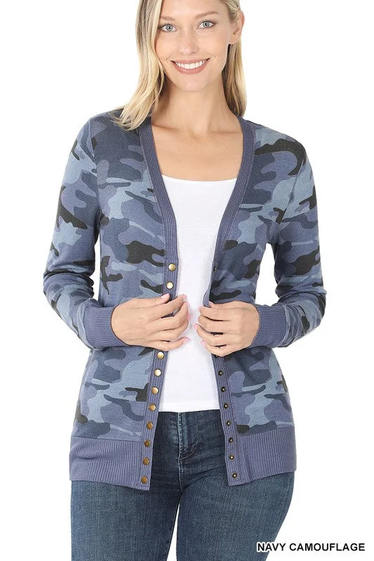 ZE214 - SNAP CAMO CARDIGAN Toggled Drawstring Belted