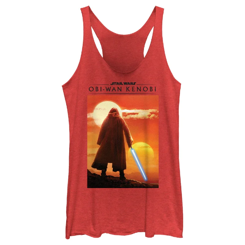 Women's Star Wars: Obi-Wan Kenobi Two Suns and Kenobi on the Horizon Racerback Tank Top crew neck tank Women's Star Wars: Obi-Wan Kenobi Two Suns and Kenobi on the Horizon Racerback Tank Top crew neck tank