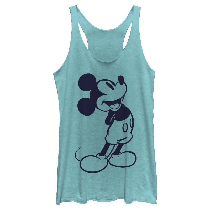 Women's Mickey & Friends Large Black and White Mousey Racerback Tank Top black tank top
