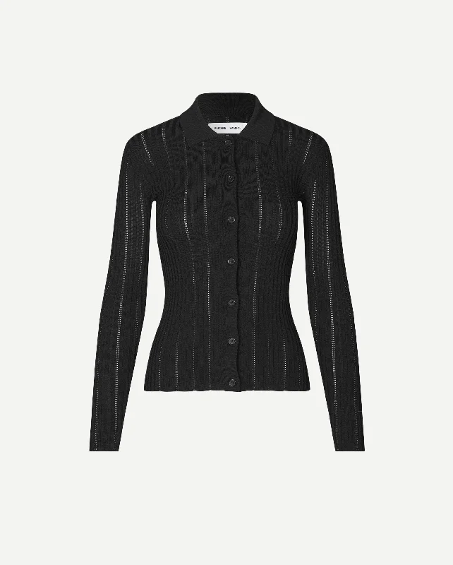 LEA CARDIGAN 15025 / BLACK Cotton Fabric Linen Fabric Terry Fabric