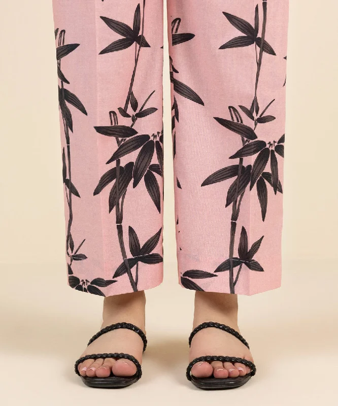 Printed Cambric Straight Pants Trendy Wide-Leg Pants
