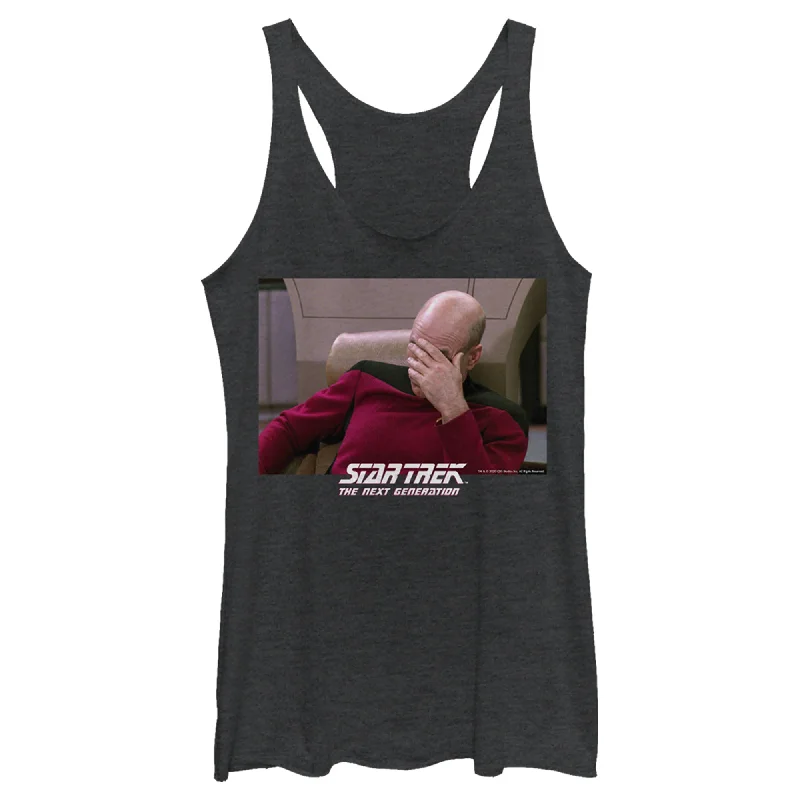 Women's Star Trek: The Next Generation Captain Picard Palm to Face Meme Racerback Tank Top grey tank top Women's Star Trek: The Next Generation Captain Picard Palm to Face Meme Racerback Tank Top grey tank top