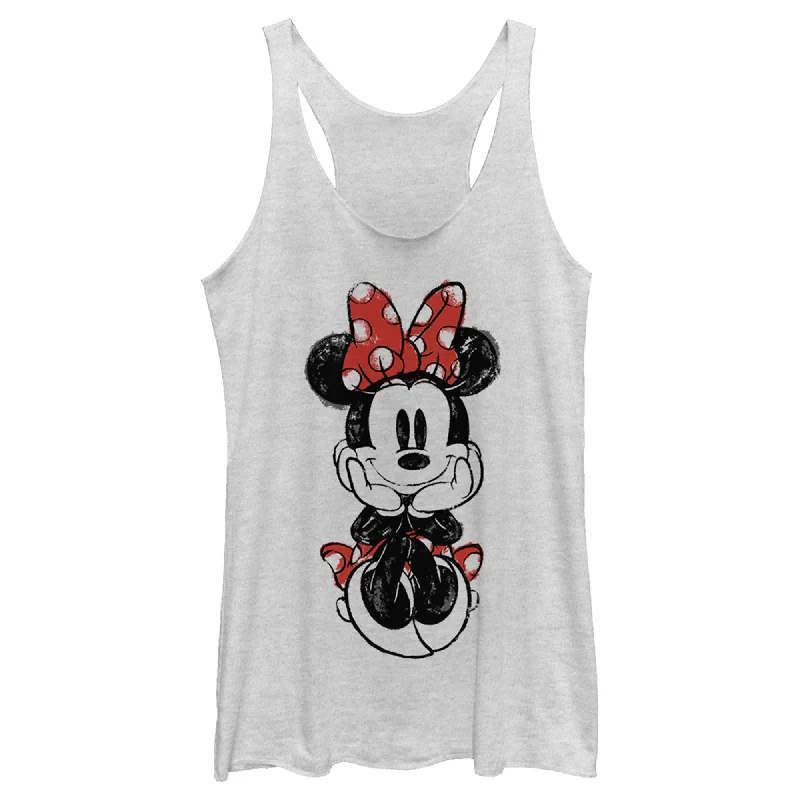 Women's Mickey & Friends Sitting Minnie Sketch Racerback Tank Top turquoise tank top Women's Mickey & Friends Sitting Minnie Sketch Racerback Tank Top turquoise tank top