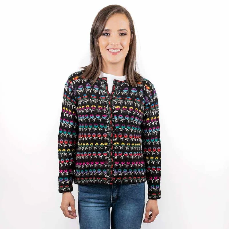 Alpaca Flor Cardigan in Black Asymmetrical,ymmetric Pencil Cardigan