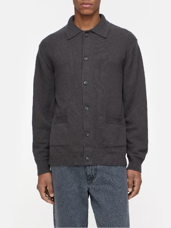 Cardigan in Cotone Effetto Spazzolato Marrone Oversized Loose Flowy