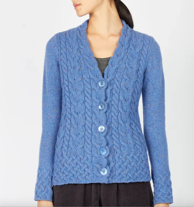Horseshoe Cable Wool and Cashmere Cardigan Chenille Blend Fleece Blend Nylon Blend