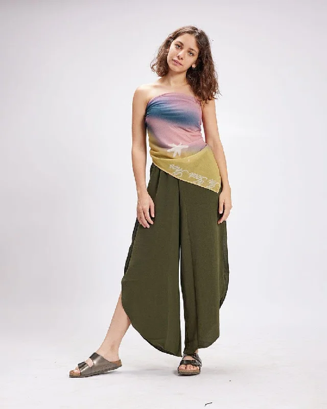 Olive Green Slit Pants Cozy Lounge Pants