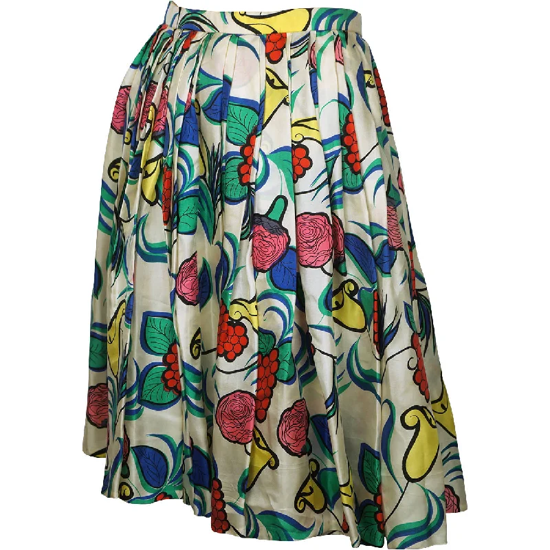 Vintage Early 1960s Floral Printed Silk Skirt Saks Fifth Avenue New York Sz XS S cashmere skirt fine Vintage Early 1960s Floral Printed Silk Skirt Saks Fifth Avenue New York Sz XS S cashmere skirt fine