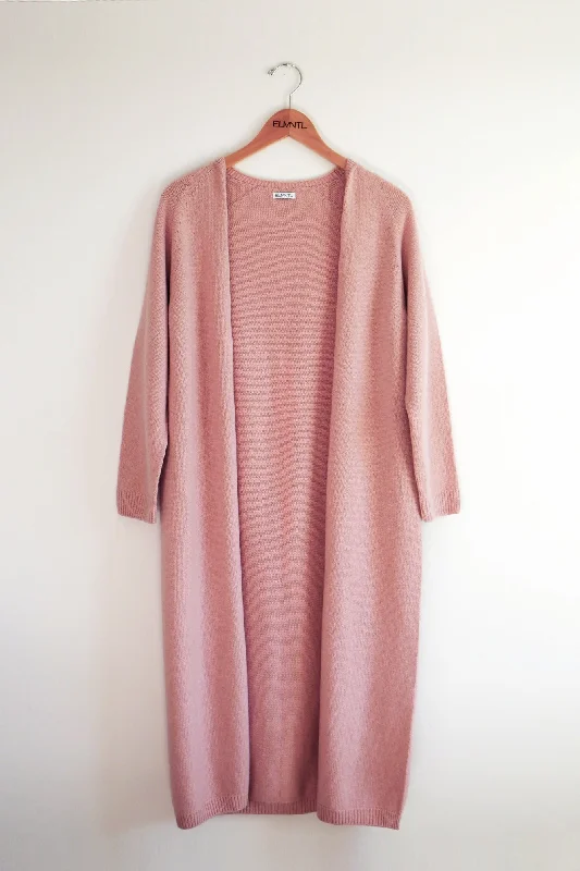 Wrap-in-Luxury Long Cardigan -Pink Wool Cardigan Cotton Cardigan Cashmere Cardigan