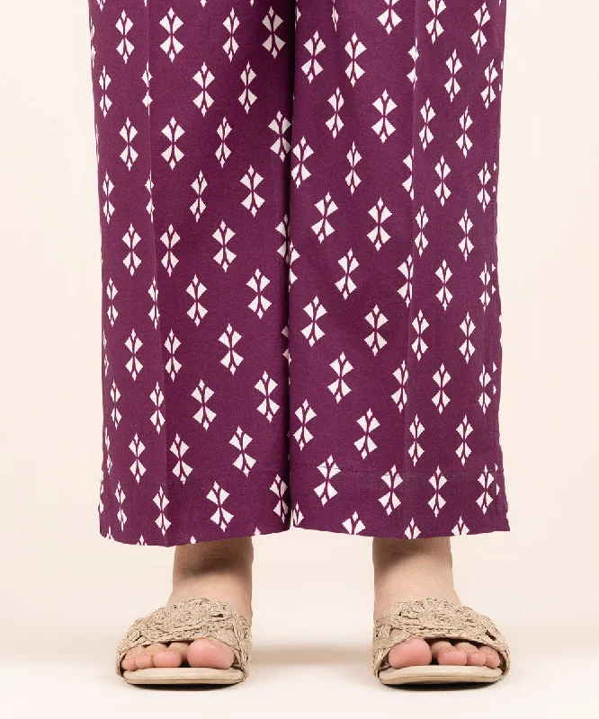 Printed Cambric Straight Pants Elegant Dress Pants