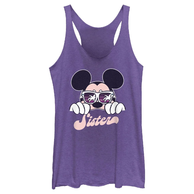 Women's Mickey & Friends Cool Summer Sister Racerback Tank Top bright tank top