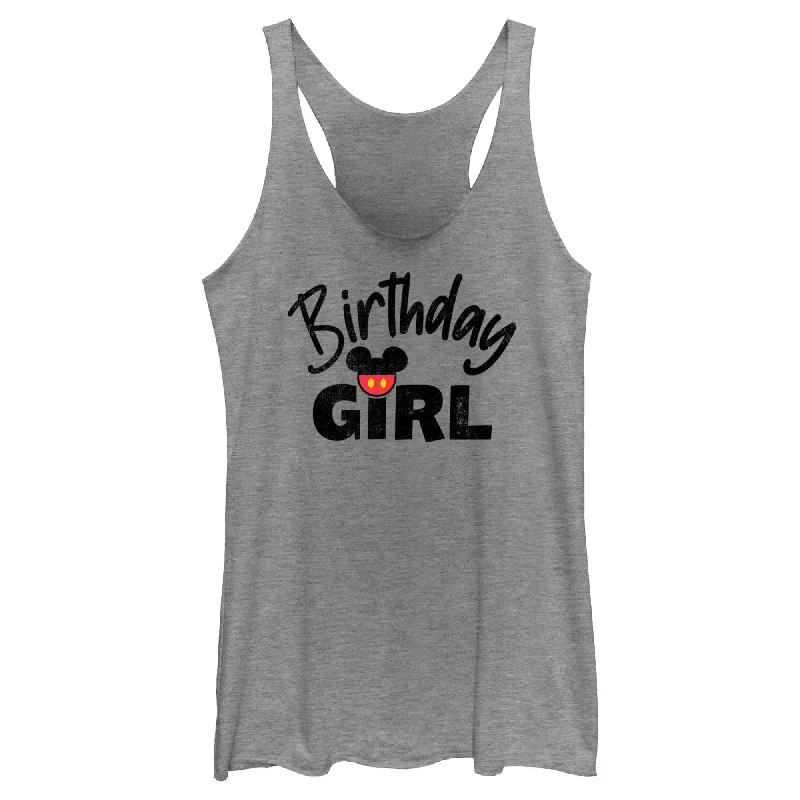 Women's Mickey & Friends Distressed Birthday Girl Racerback Tank Top sexy tank top