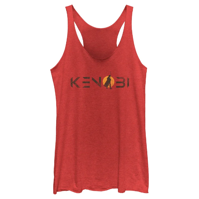 Women's Star Wars: Obi-Wan Kenobi Vintage Silhouette Kenobi Sunset Racerback Tank Top cold shoulder tank Women's Star Wars: Obi-Wan Kenobi Vintage Silhouette Kenobi Sunset Racerback Tank Top cold shoulder tank