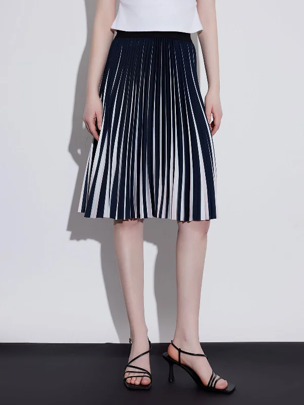 ASOBIO Pleated Striped Midi Skirt corduroy skirt cozy