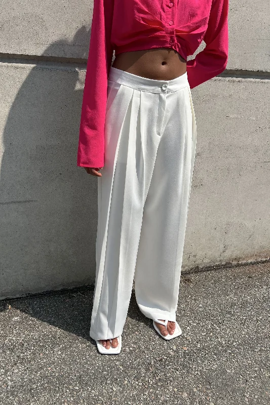 DOUBLE PLEATED WIDE LEG PANT Casual Plaid Pants