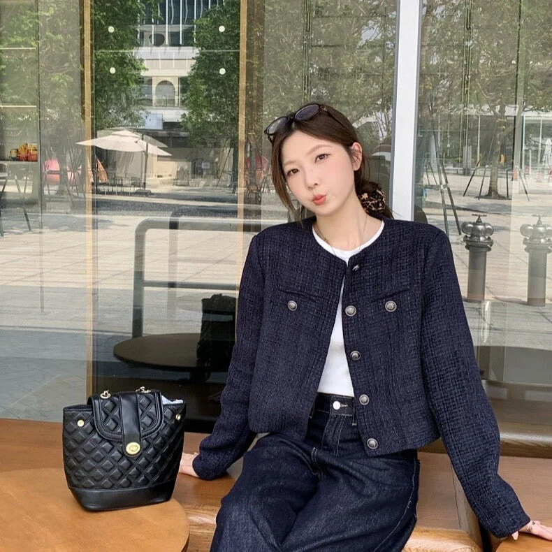 Navy Cardigan Top Toggled Drawstring Belted