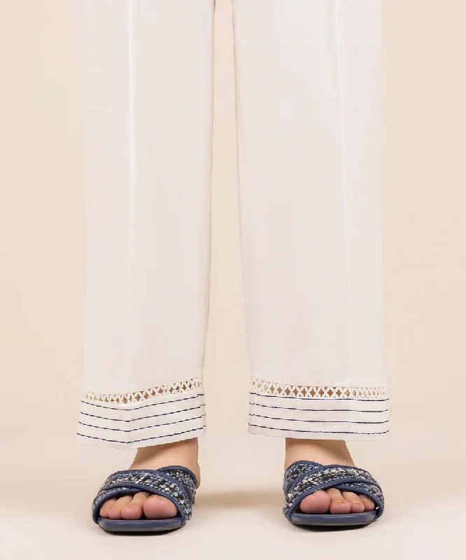 Cotton Viscose Straight Pants Stretch Fit Pants