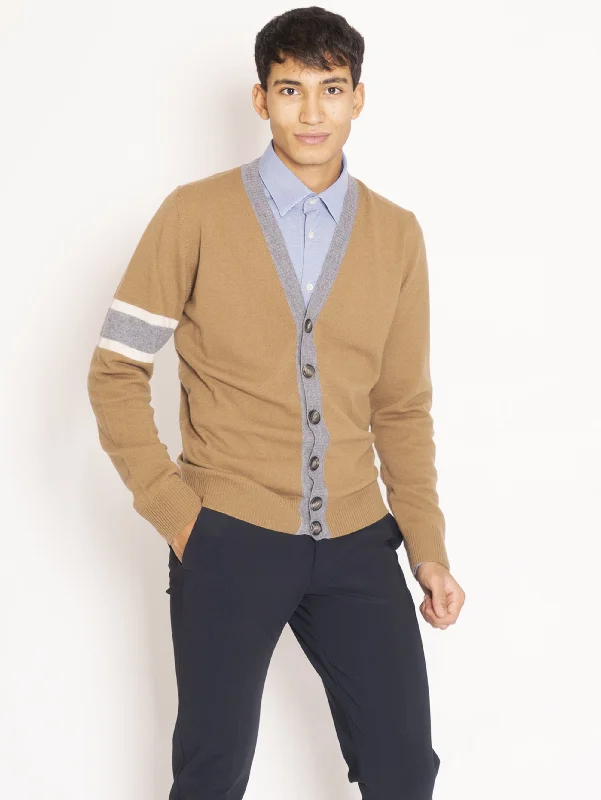 Cardigan in Lana Geelong - Cammello Zippered Buttoned Snapped
