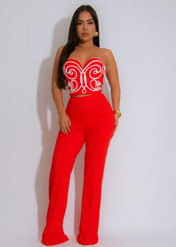 Regal Muse Pant Set Orange Fashionable Track Pants