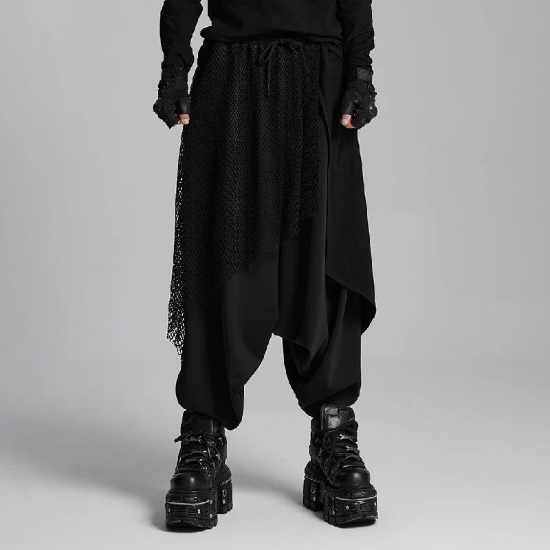 Men's Punk Mesh Zip Pants Comfy Athletic Pants