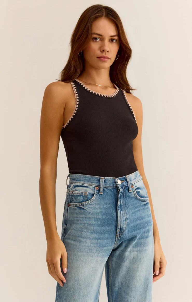 Z Supply Avril Rib Whipstitch Tank breathable tank top