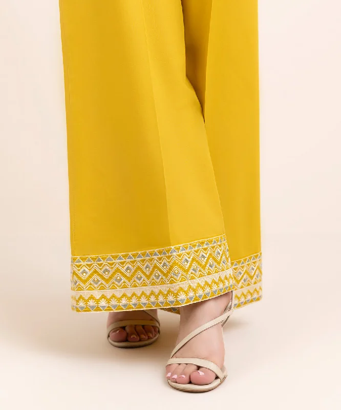 Embroidered Cambric Flared Pants Classic Straight-Leg Pants