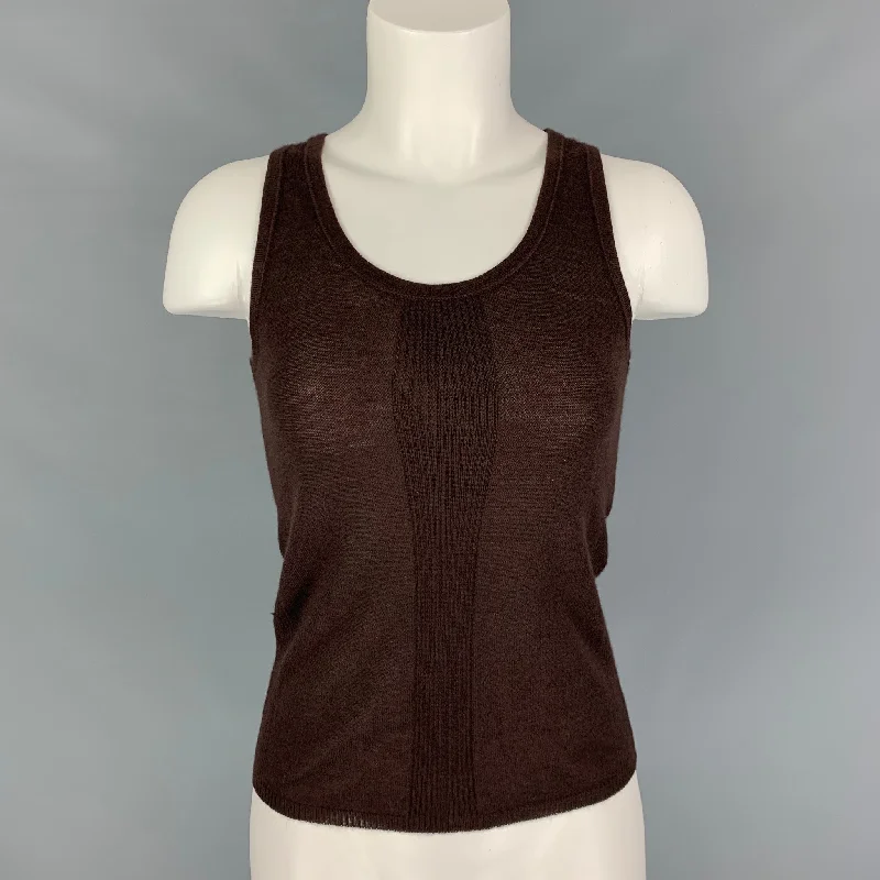 BOTTEGA VENETA Size S Brown Cashmere Knitted Tank Top black tank top