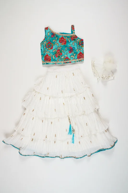 Exquisite Diwali Lehenga in Chinon Silk with Jacquard Choli and Tiered Skirt wool skirt warm