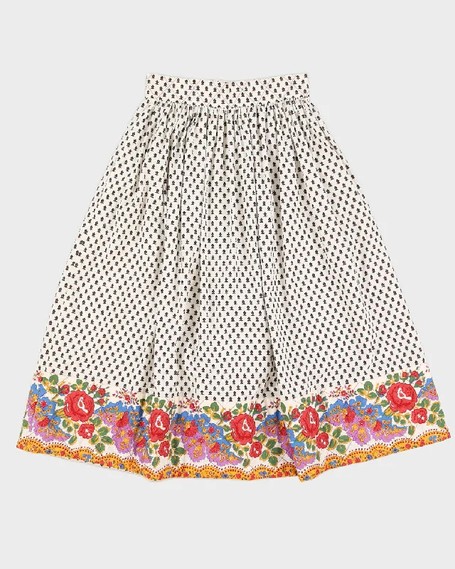 Vintage 70s/80s Charles Demery French Folk Pattern Cotton Skirt - S leather skirt refined