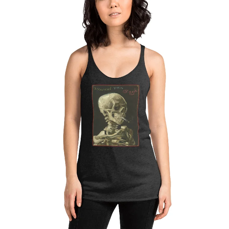 Skull of a Skeleton with Burning Cigarette Vincent Van Gogh Women's Racerback Tank bronze tank top Skull of a Skeleton with Burning Cigarette Vincent Van Gogh Women's Racerback Tank bronze tank top