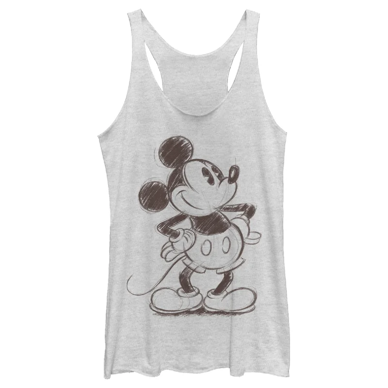 Women's Mickey & Friends Retro Mickey Mouse Sketch Racerback Tank Top activewear tank top Women's Mickey & Friends Retro Mickey Mouse Sketch Racerback Tank Top activewear tank top
