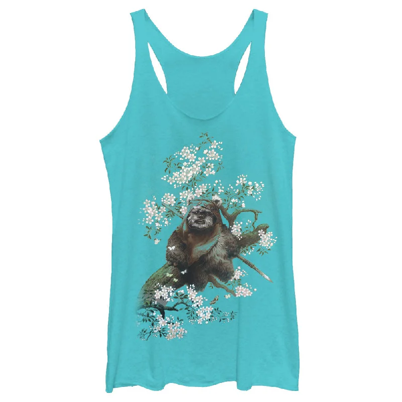 Women's Star Wars Ewok in the Flowers Racerback Tank Top floral tank top