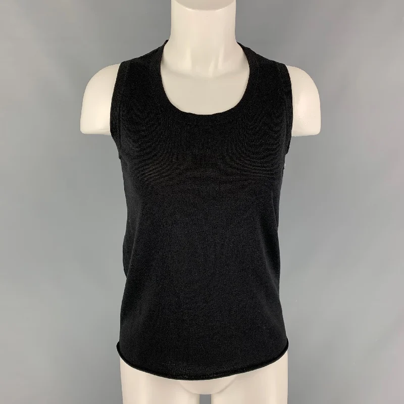 PORTS 1961 Black Size S See Through Silk & Cotton Tank Top lace tank top