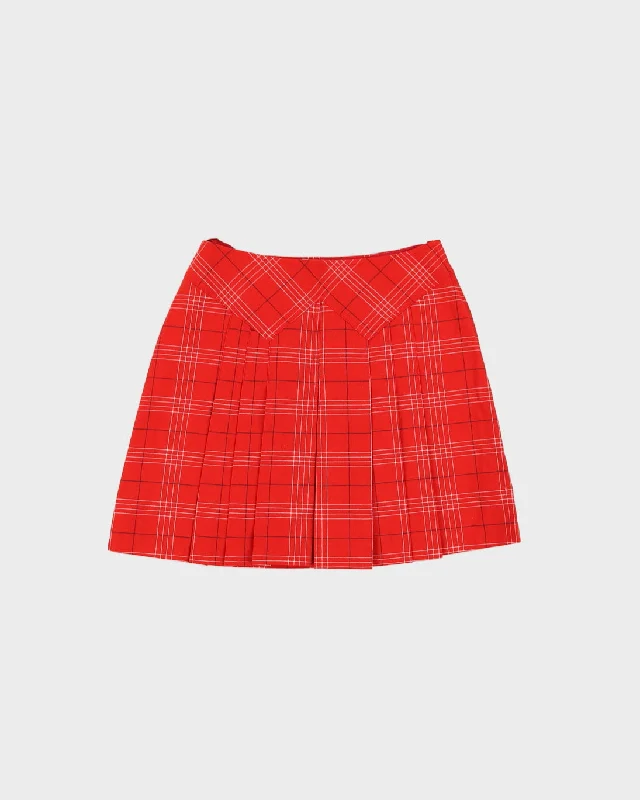Vintage 70s Red Plaid Mini Skirt - XS corduroy skirt comfortable