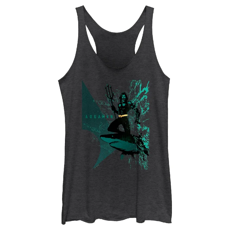 Women's Aquaman King Shark Ride Racerback Tank Top lime green tank