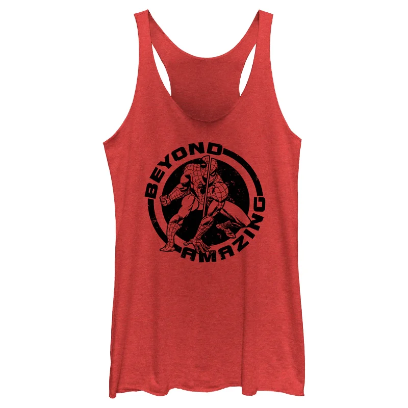 Women's Spider-Man: Beyond Amazing Split Distressed Circle Racerback Tank Top mint tank top Women's Spider-Man: Beyond Amazing Split Distressed Circle Racerback Tank Top mint tank top