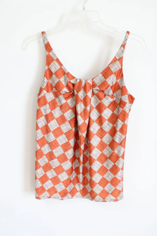 New York & Co. Orange Check Tank | M v-neck tank top