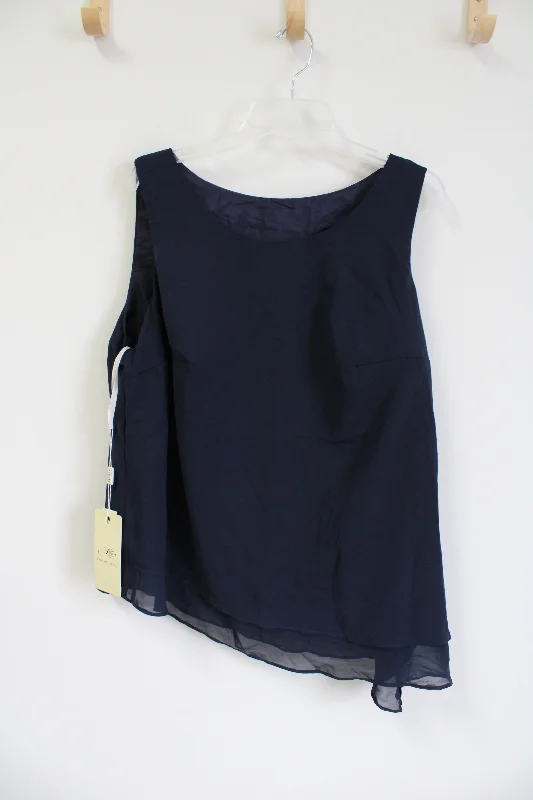 NEW Jaeden Navy Blue Chiffon Tank | 2XL relaxed fit tank